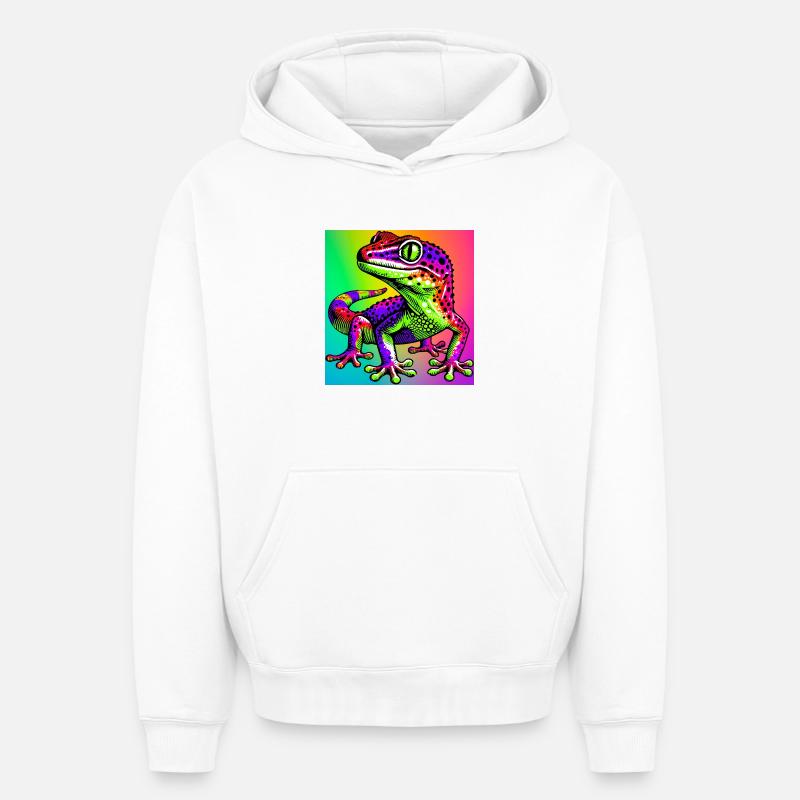 Gecko - Sweat à capuche unisexe oversize épais SPREAD - blanc