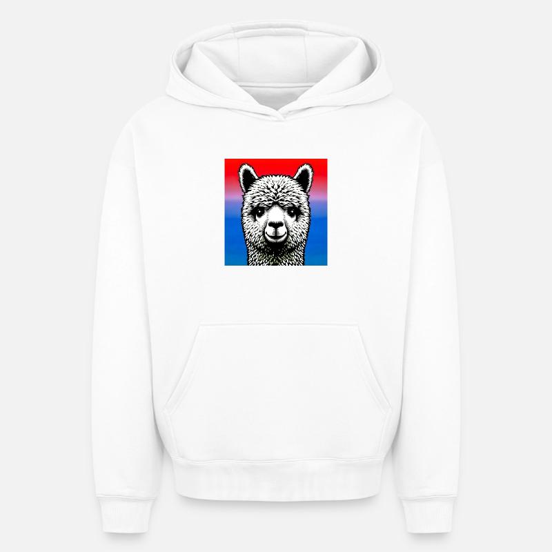 Alpaga - Sweat à capuche unisexe oversize épais SPREAD - blanc