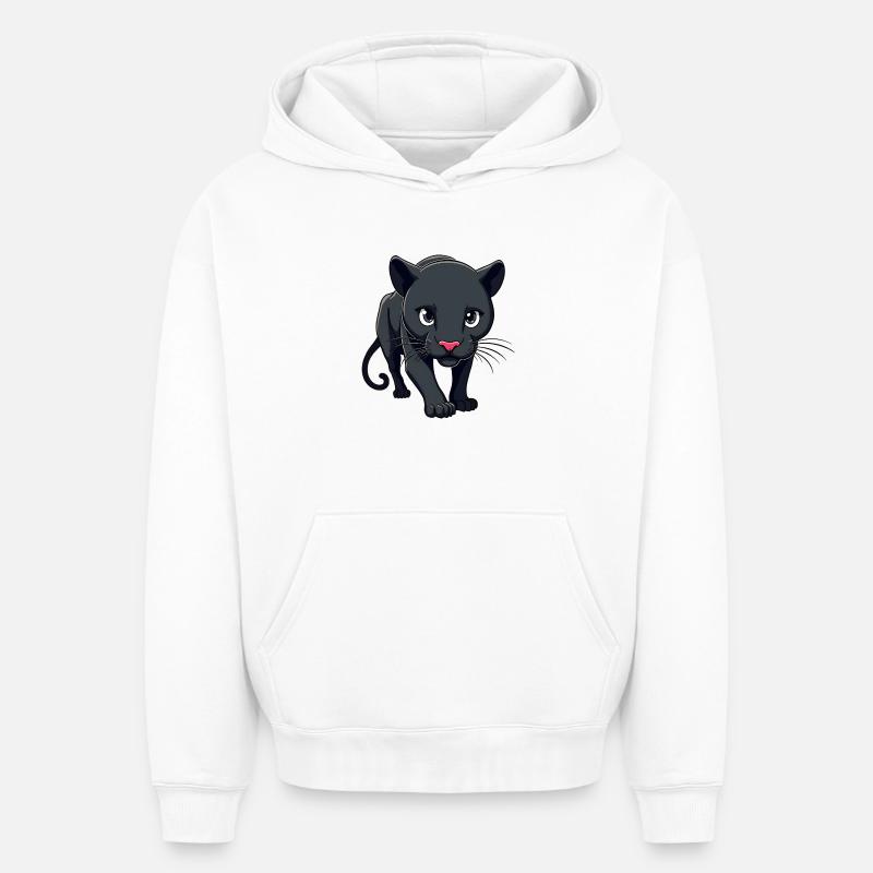 Panthère - Sweat à capuche unisexe oversize épais SPREAD - blanc