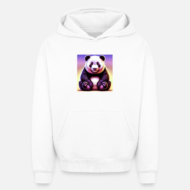 panda - Sweat à capuche unisexe oversize épais SPREAD - blanc