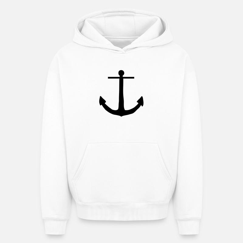 ancre - Sweat à capuche unisexe oversize épais SPREAD - blanc