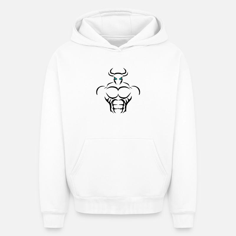 Alpha Taurus Deluxe - Sweat à capuche unisexe oversize épais SPREAD - blanc