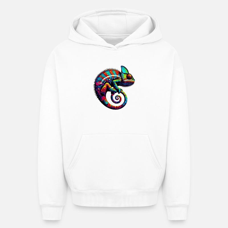 Caméléon - Sweat à capuche unisexe oversize épais SPREAD - blanc