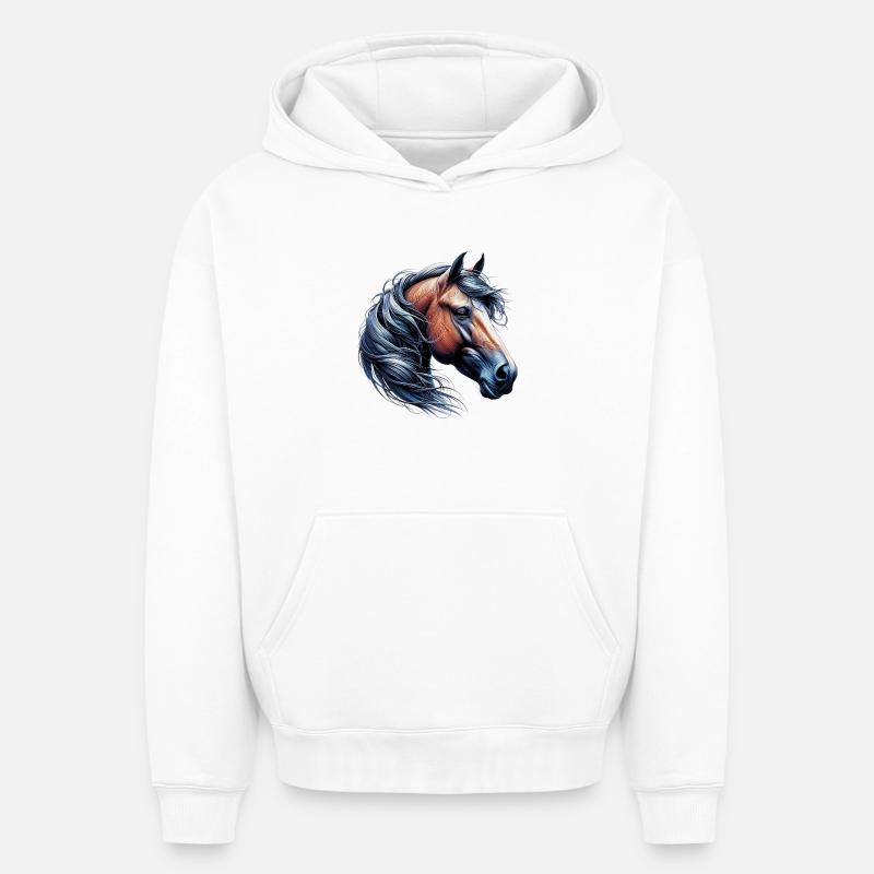 Cheval - Sweat à capuche unisexe oversize épais SPREAD - blanc