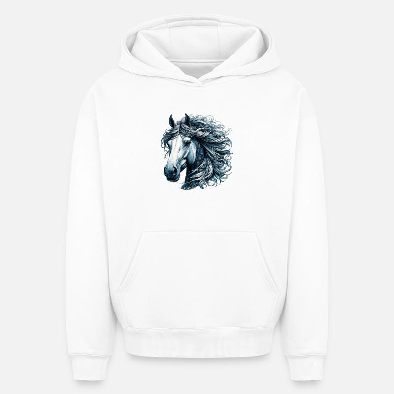 Cheval - Sweat à capuche unisexe oversize épais SPREAD - blanc