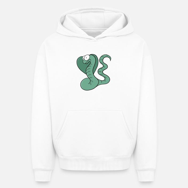 Un serpent mignon - Sweat à capuche unisexe oversize épais SPREAD - blanc