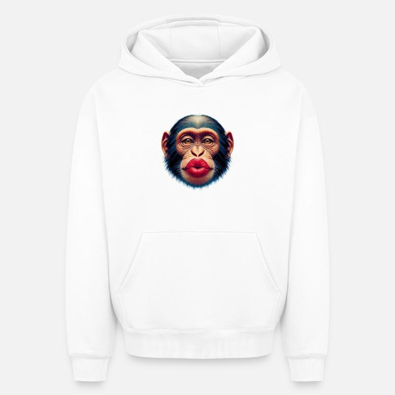 Baiser de singe - Sweat à capuche unisexe oversize épais SPREAD - blanc