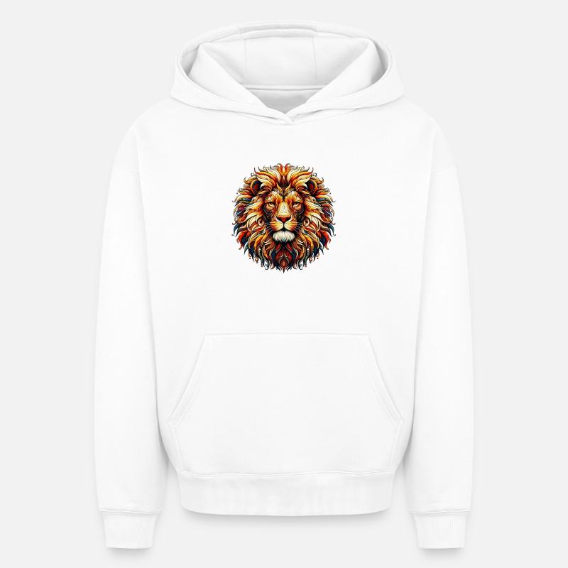 Lion - Sweat à capuche unisexe oversize épais SPREAD - blanc