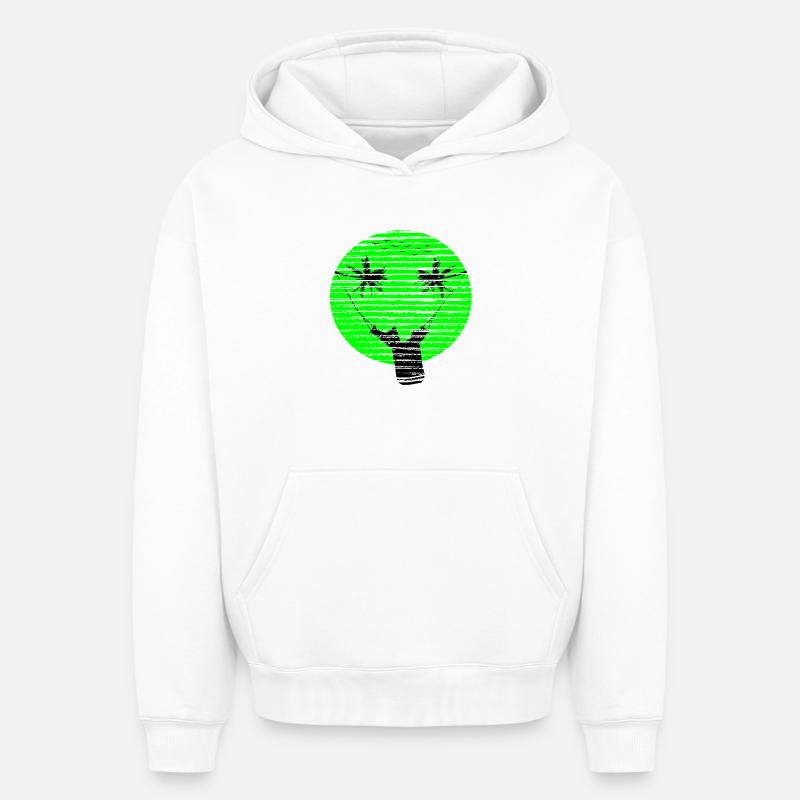 SMILEY VACANCES - Sweat à capuche unisexe oversize épais SPREAD - blanc