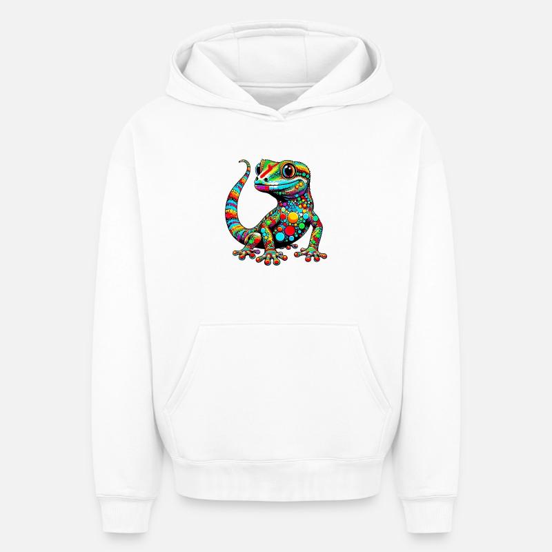Gecko - Sweat à capuche unisexe oversize épais SPREAD - blanc
