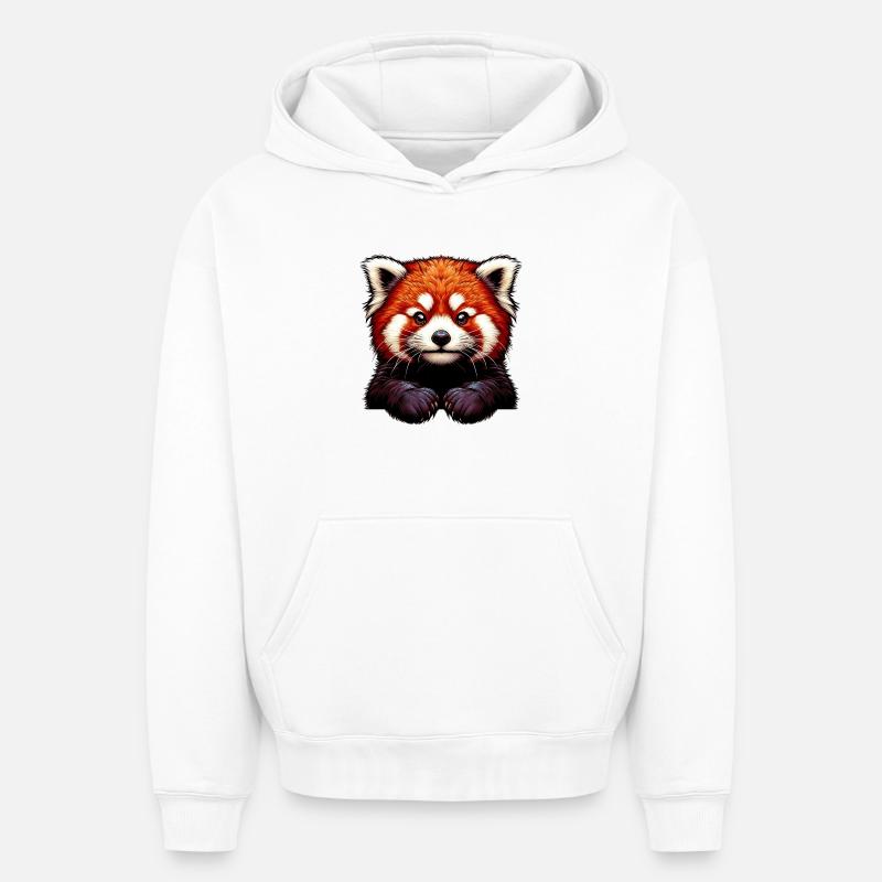 Petit panda - Sweat à capuche unisexe oversize épais SPREAD - blanc