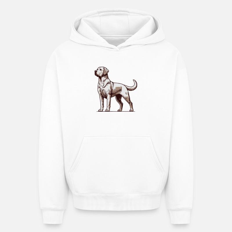 Labrador - Sweat à capuche unisexe oversize épais SPREAD - blanc