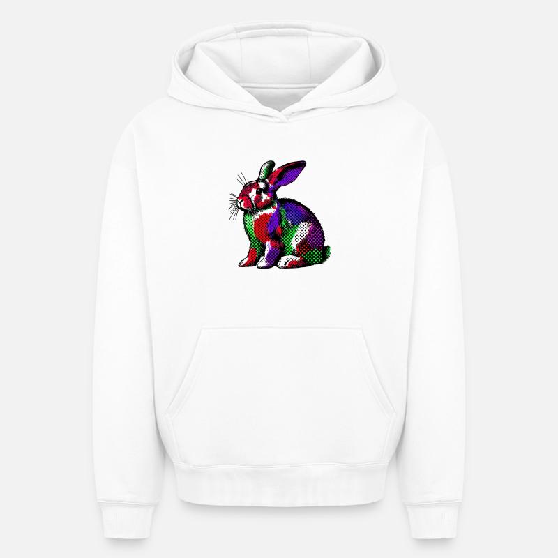 Lapin - Sweat à capuche unisexe oversize épais SPREAD - blanc