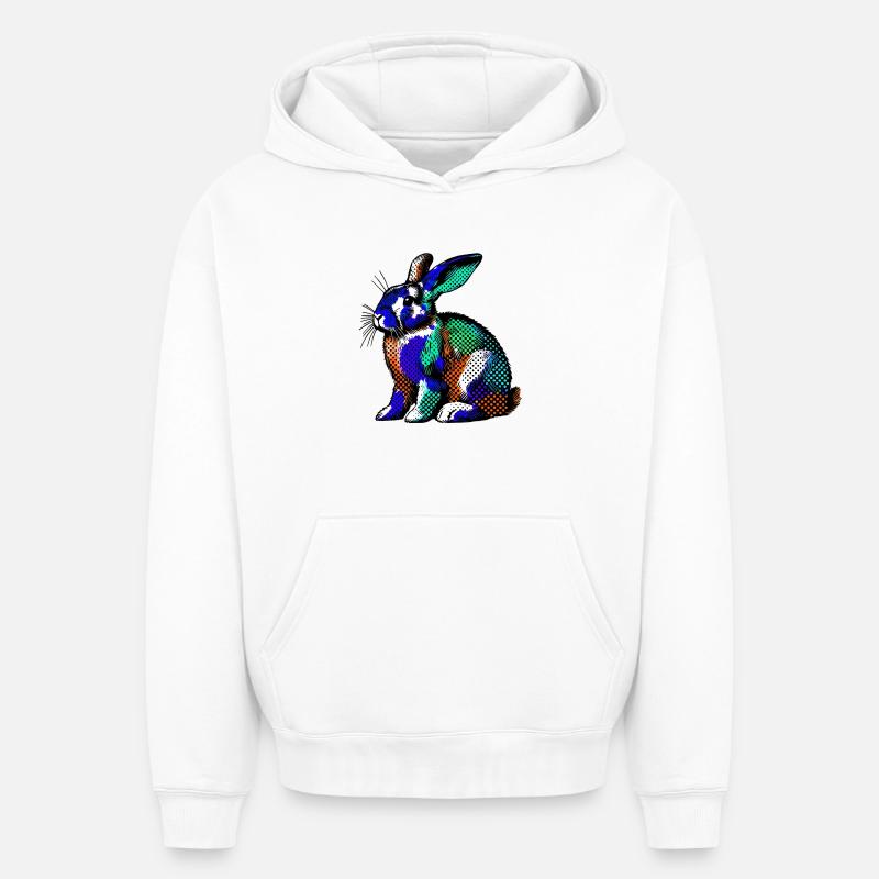 Lapin - Sweat à capuche unisexe oversize épais SPREAD - blanc