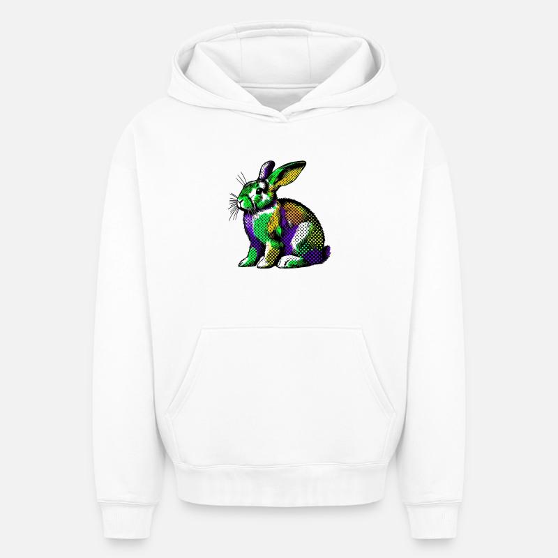 Lapin - Sweat à capuche unisexe oversize épais SPREAD - blanc