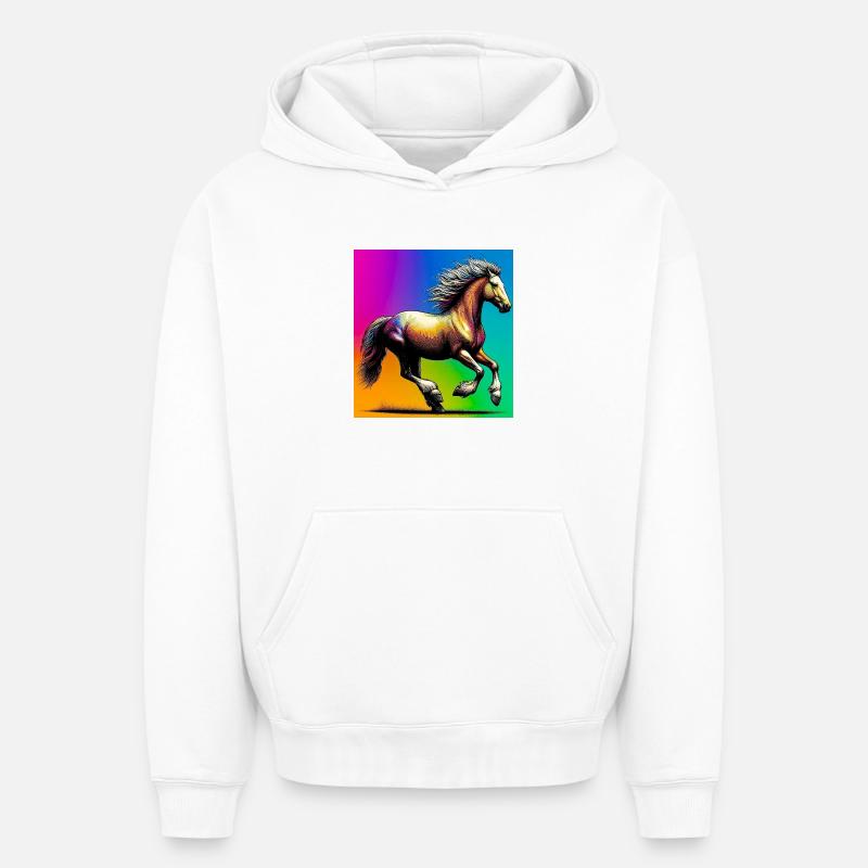 cheval - Sweat à capuche unisexe oversize épais SPREAD - blanc