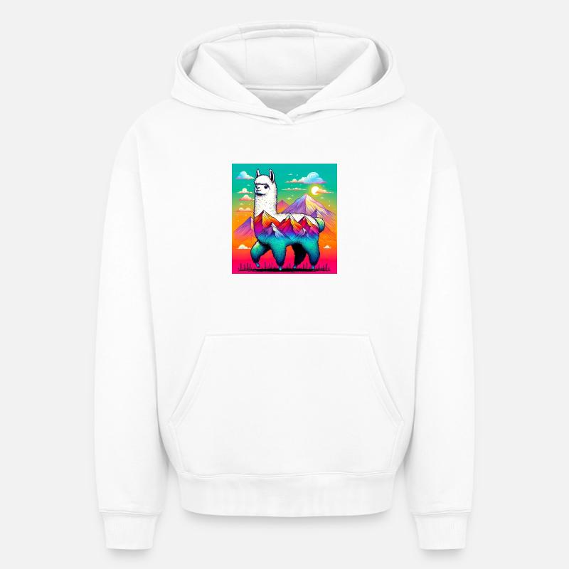 Alpaga - Sweat à capuche unisexe oversize épais SPREAD - blanc