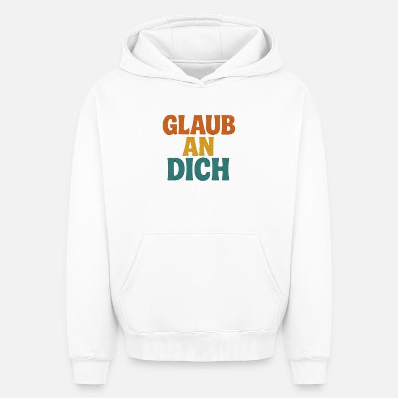 Croyez en vous - Sweat à capuche unisexe oversize épais SPREAD - blanc
