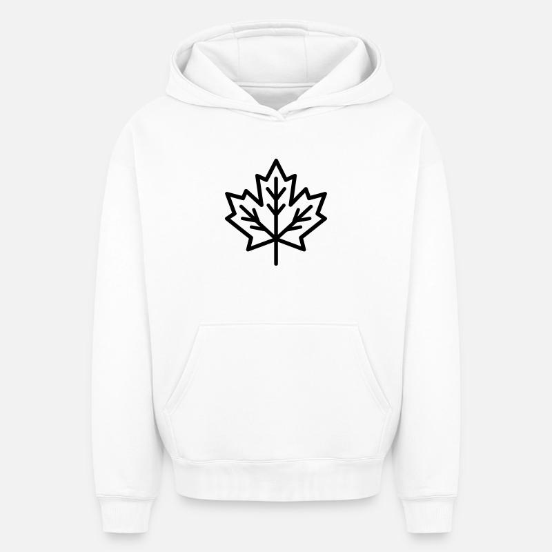 Feuille d’Érable - Sweat à capuche unisexe oversize épais SPREAD - blanc