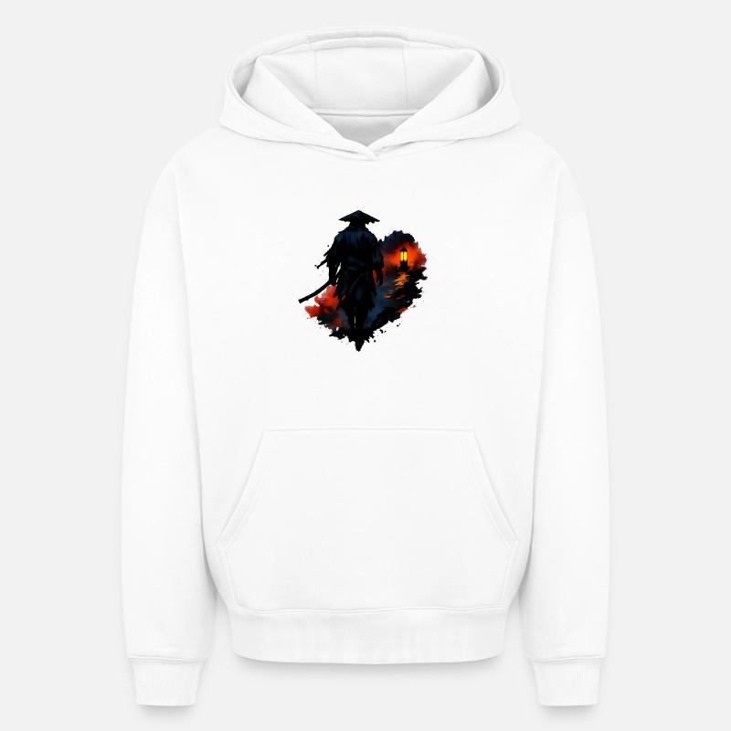 Marcheur nocturne avec lanterne - Sweat à capuche unisexe oversize épais SPREAD - blanc