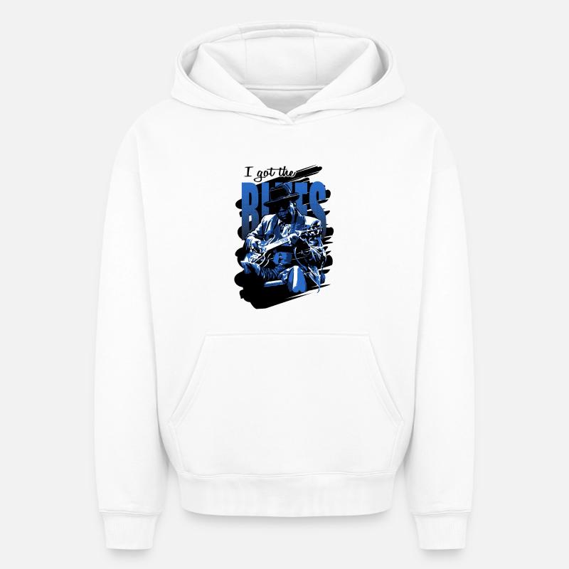Got the blues - Sweat à capuche unisexe oversize épais SPREAD - blanc