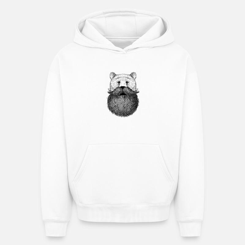 Bär oder Bart - Oversized Heavyweight Unisex Hoodie - Weiß