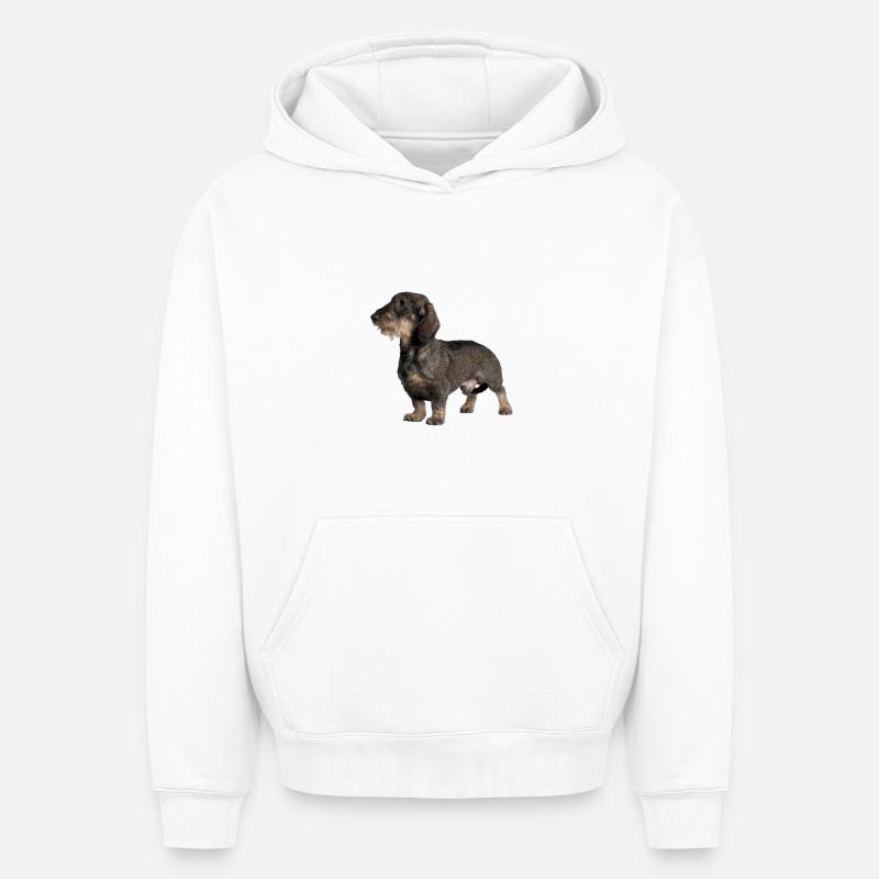Rauhhaardackel - Sweat à capuche unisexe oversize épais SPREAD - blanc