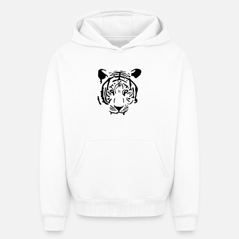 Tigre blanc - Sweat à capuche unisexe oversize épais SPREAD - blanc