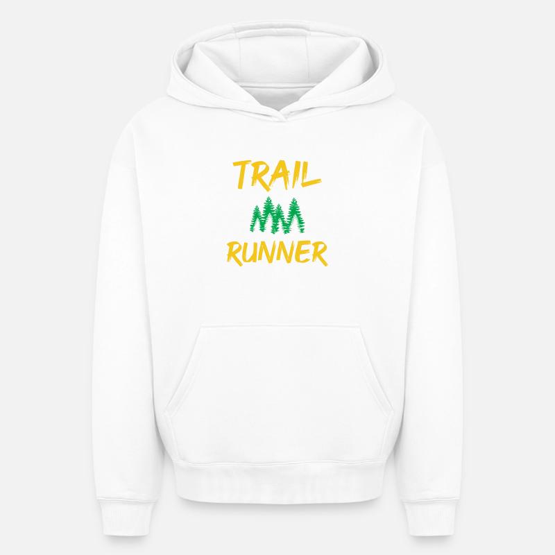 Trail Runner - Sweat à capuche unisexe oversize épais SPREAD - blanc