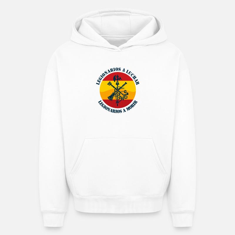 Légionnaires à combattre - Sweat à capuche unisexe oversize épais SPREAD - blanc