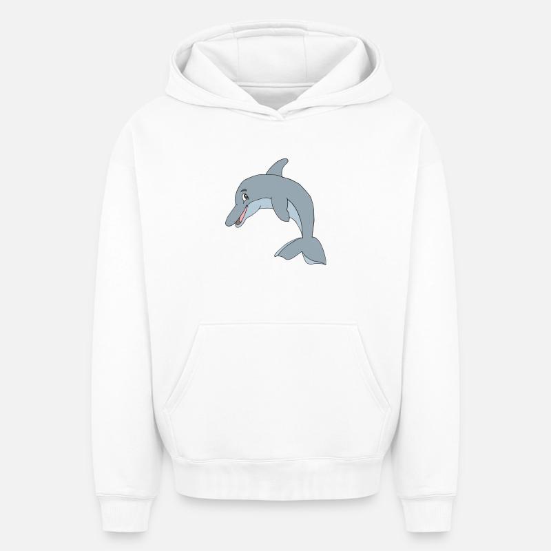 dauphin - Sweat à capuche unisexe oversize épais SPREAD - blanc