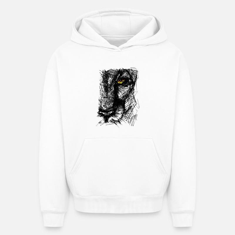 Lionne - Sweat à capuche unisexe oversize épais SPREAD - blanc