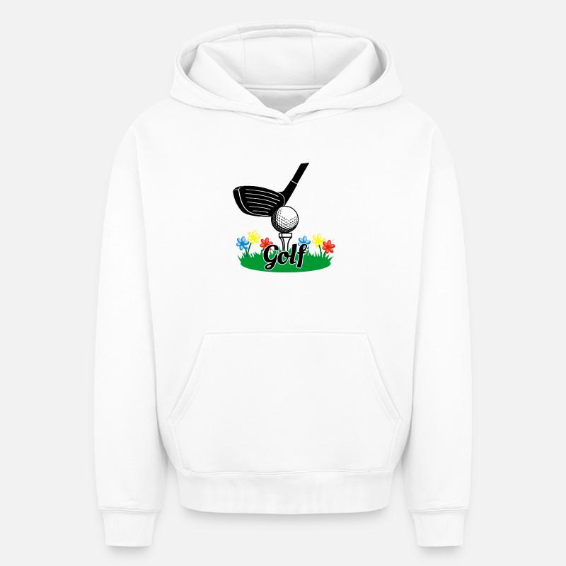 Bâton de golf - Sweat à capuche unisexe oversize épais SPREAD - blanc