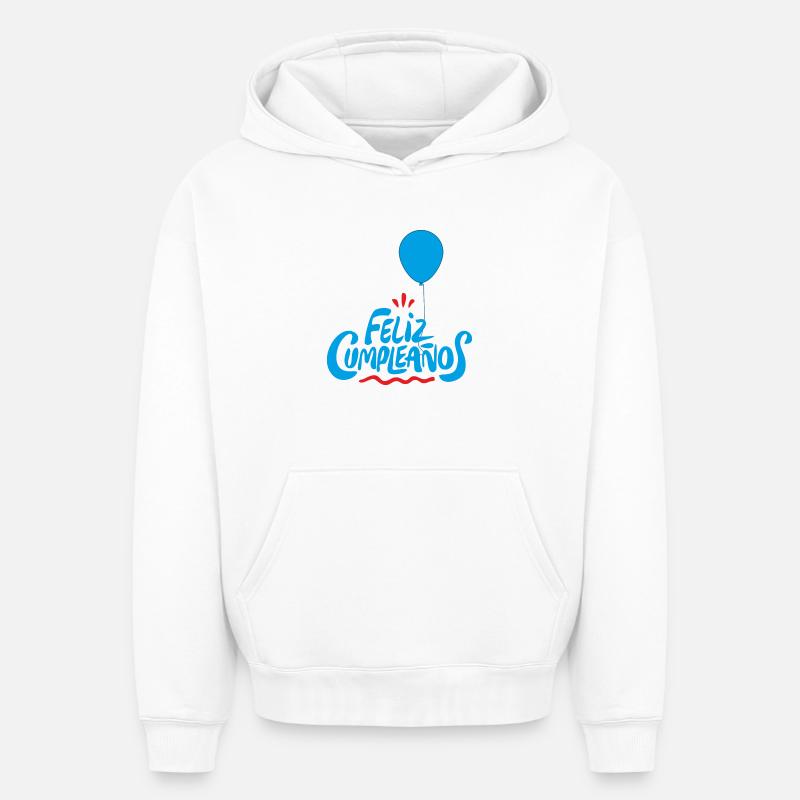 Bon anniversaire - Sweat à capuche unisexe oversize épais SPREAD - blanc
