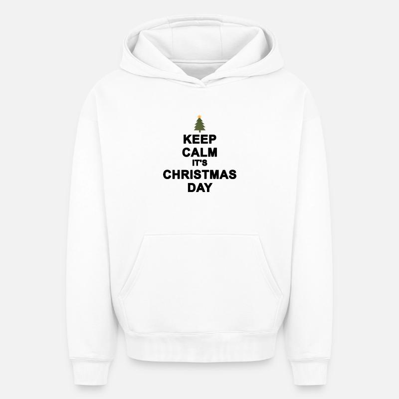 keep calm christmas - Sweat à capuche unisexe oversize épais SPREAD - blanc