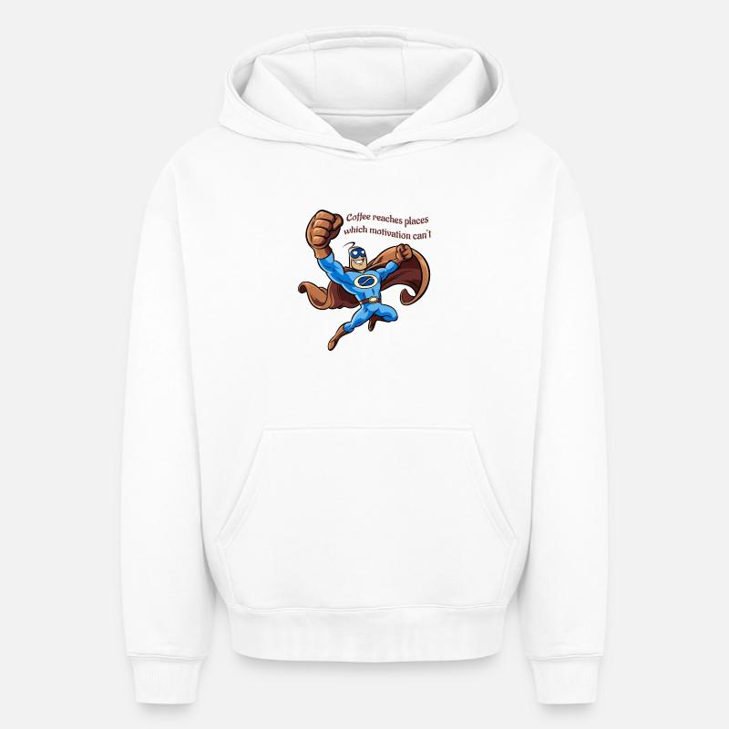 Capitaine Café - Sweat à capuche unisexe oversize épais SPREAD - blanc