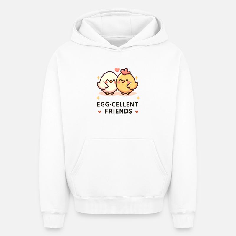 Amis d’Egg-Cellent - Sweat à capuche unisexe oversize épais SPREAD - blanc