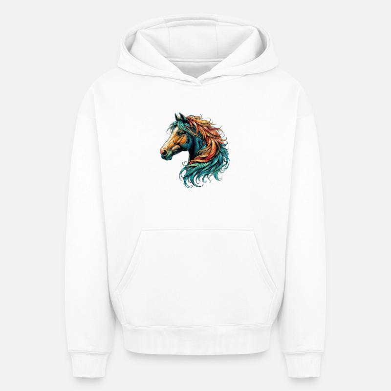 Cheval - Sweat à capuche unisexe oversize épais SPREAD - blanc