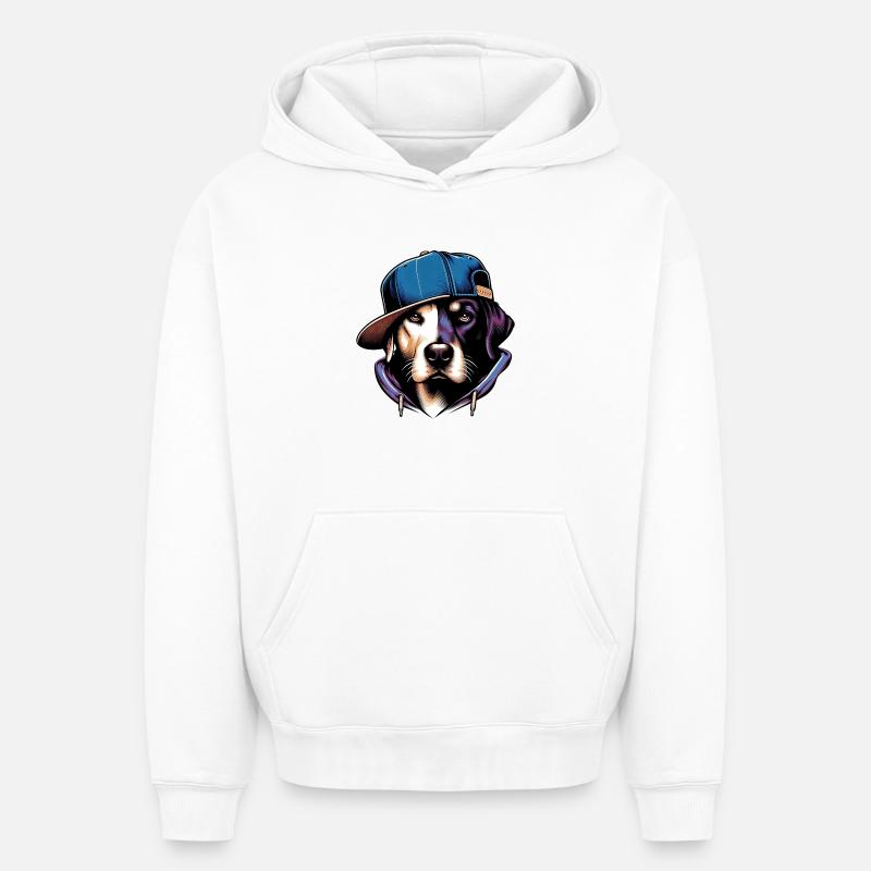 Chien - Sweat à capuche unisexe oversize épais SPREAD - blanc