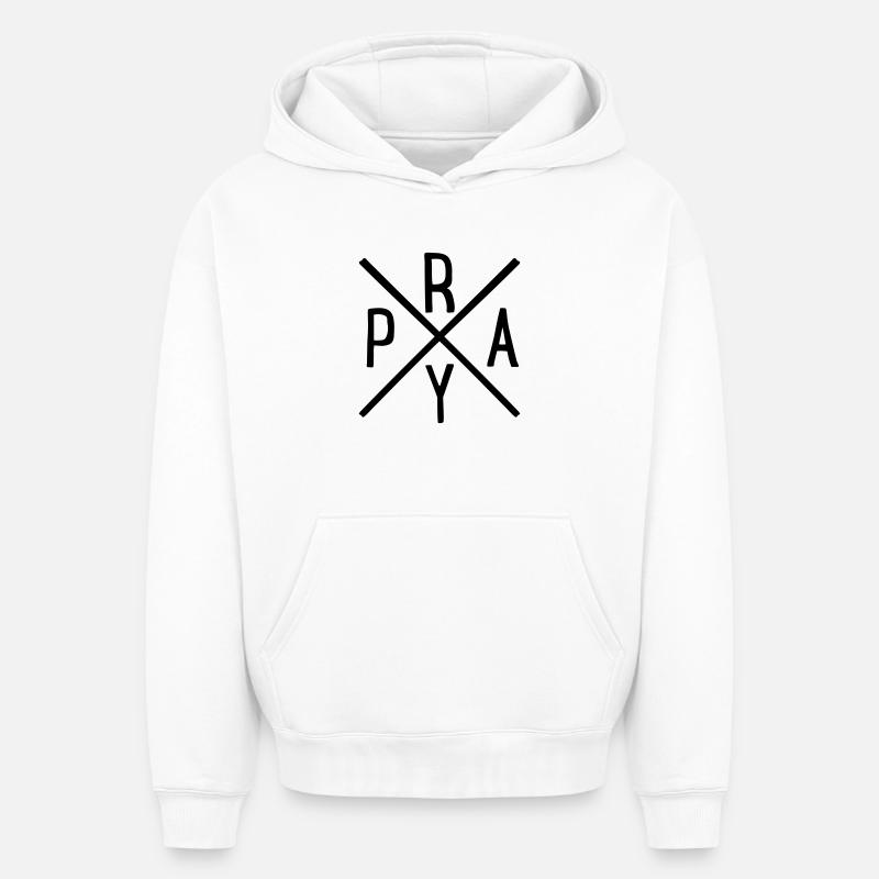 prier - Sweat à capuche unisexe oversize épais SPREAD - blanc
