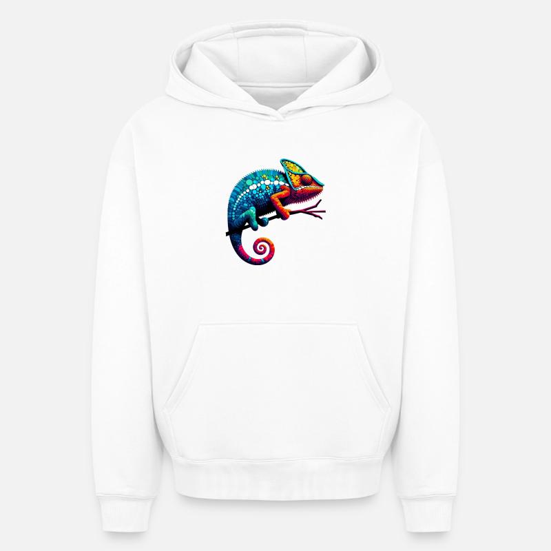 Caméléon - Sweat à capuche unisexe oversize épais SPREAD - blanc