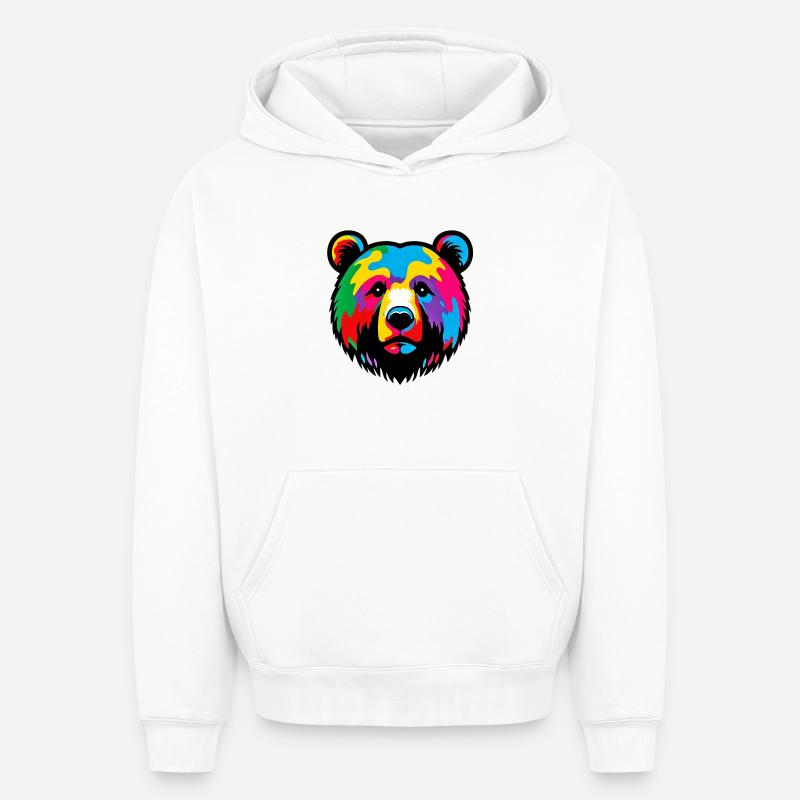 Ours - Sweat à capuche unisexe oversize épais SPREAD - blanc