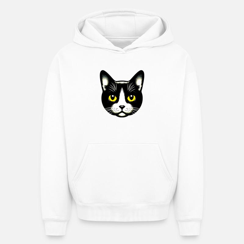 Chat - Sweat à capuche unisexe oversize épais SPREAD - blanc