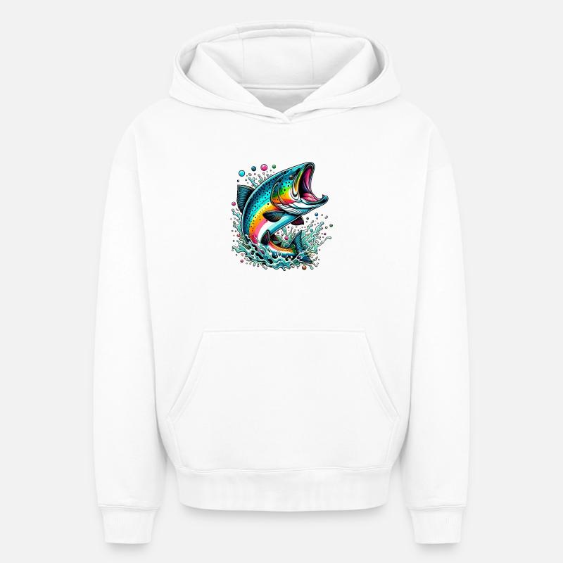 Saumon - Sweat à capuche unisexe oversize épais SPREAD - blanc
