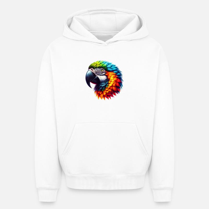 Perroquet - Sweat à capuche unisexe oversize épais SPREAD - blanc