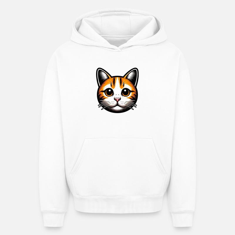 Chat - Sweat à capuche unisexe oversize épais SPREAD - blanc