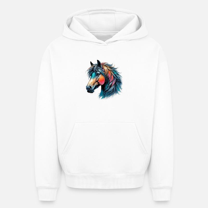 Cheval - Sweat à capuche unisexe oversize épais SPREAD - blanc
