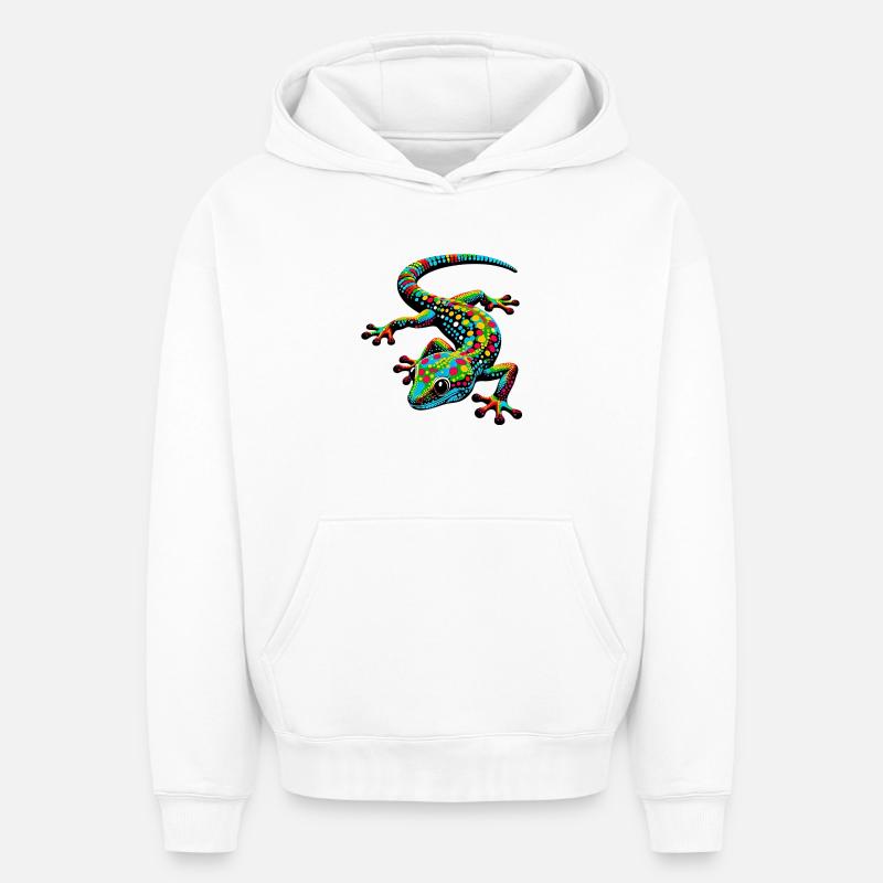 Gecko - Sweat à capuche unisexe oversize épais SPREAD - blanc