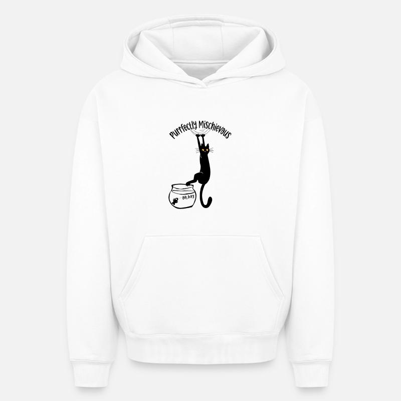 Purrfectement espiègle - Sweat à capuche unisexe oversize épais SPREAD - blanc