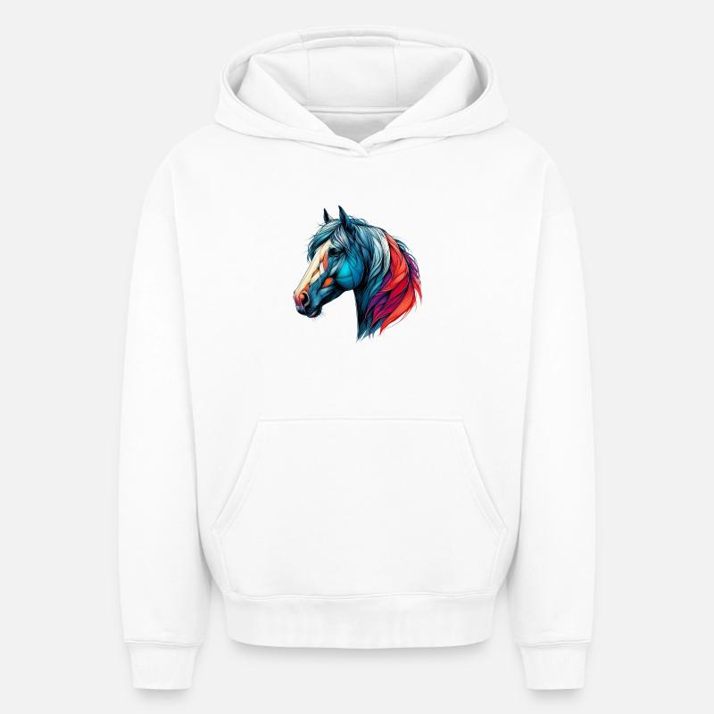Cheval - Sweat à capuche unisexe oversize épais SPREAD - blanc